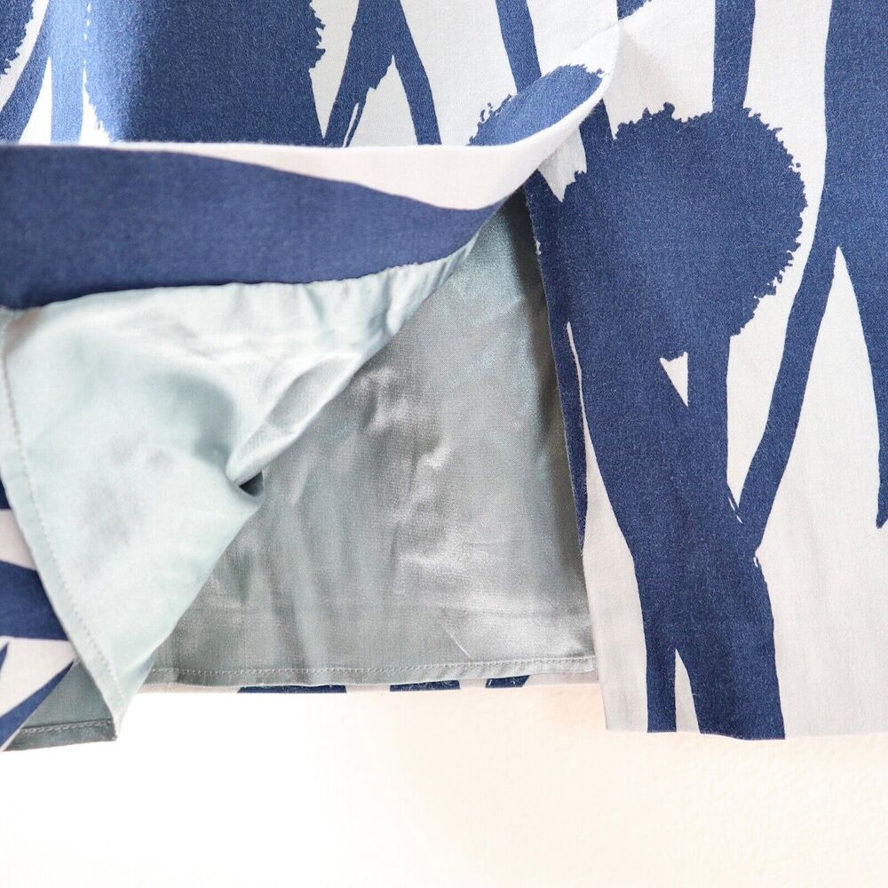 Boden Cotton Sateen Pencil Skirt Dandelion Print Blue Gray Altered* - Picture 7 of 9